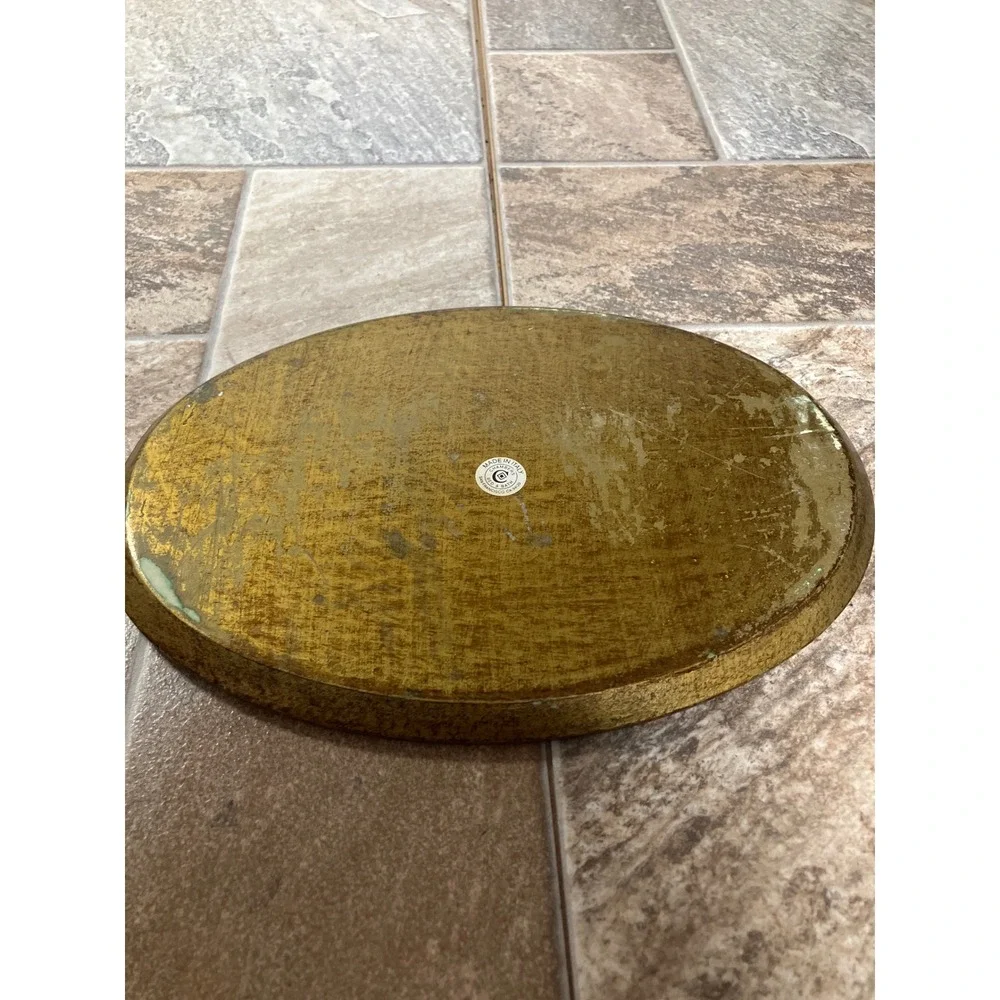 Chambers Italy Vintage Gold Gilt Wood Oval Vanity Tray Florentine 11.5x8.5